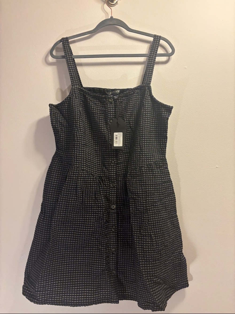 Disturbia Black Gingham Button-Front Mini Dress